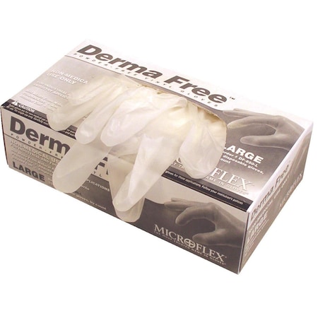 Ansell Derma Free, Disposable Gloves, 3.9 mil Palm, Vinyl, Powder-Free, L, 100 PK, Clear DF-850-L